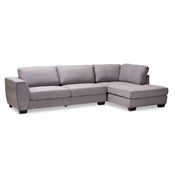 Baxton Studio Petra Modern and Contemporary Gray Fabric Upholstered Right Facing Sectional Sofa